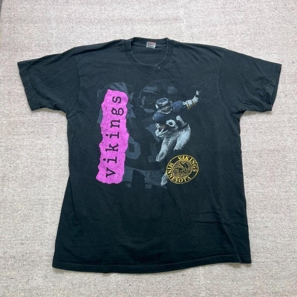 Vintage Minnesota Vikings Shirt Mens XL Black 1990s NFL
